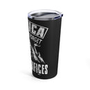 Remembering Our Heroes: 20oz Black Military Design Tumbler - America Must Never Forget