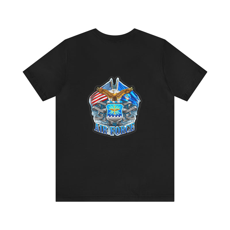 Taking Flight with Honor: Military T-Shirt with 'Double Flag Eagle U.S. AIRFORCE' Design