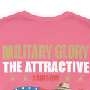 Bold and Patriotic: Military Glory T-Shirt with Striking Rainbow Design
