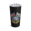 Guardians of the Coast: 20oz Black Tumbler with Military Design - 'Double Flag Coast Guard
