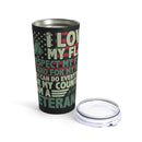 Patriotic Love: 20oz Military Design Tumbler - Black Background, Flag Respectful