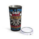 Proud Dad and Veteran: 20oz Black Military Design Tumbler - 'My Oath Has No Expiration Date for Either'