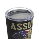 Bold 20oz Military Design Tumbler: 'Assuming I'm Just an Old Man' Black Background