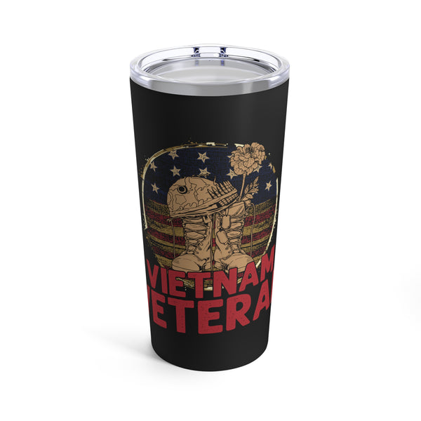 Remembering Valor: 20oz Black Tumbler with Military Design - 'Vietnam Veteran