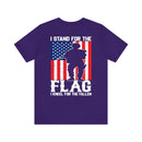 Patriotic Tribute: 'I Stand for the Flag, I Kneel for the Fallen' Military Design T-Shirt