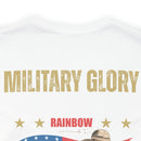 Bold and Patriotic: Military Glory T-Shirt with Striking Rainbow Design