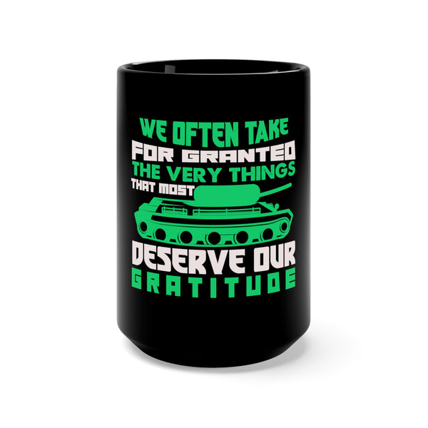 Gratitude Unveiled: 15oz Military Design Black Mug for Appreciation