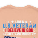 U.S. Veteran Pride T-Shirt: 'God, Family, Country' Military Design
