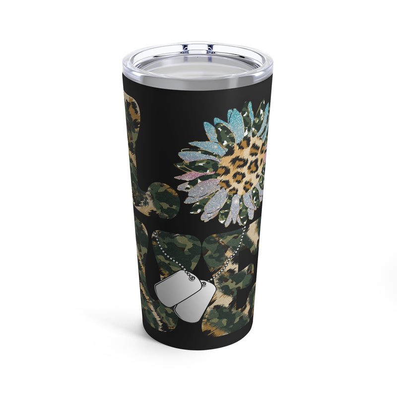 Eternal Love: 20oz Military Design Tumbler - Black Background with Heartfelt 'Love