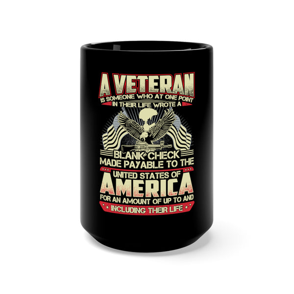 Patriotic Tribute: 15oz Military Design Black Mug - Honor the Sacrifice of Veterans