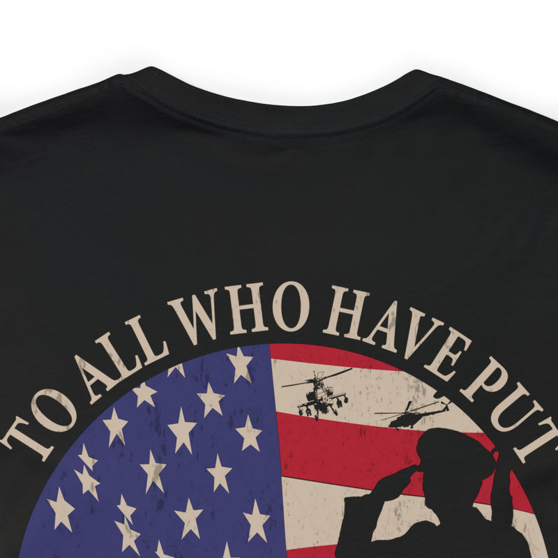 Saluting Sacrifice: Thank You to All Who Defend the Flag Military T-Shirt