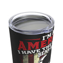 Proud Defender: 20oz Black Military Design Tumbler - 'Right to Bear Arms, Unapologetically American'