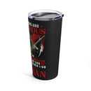 Courageous and Committed: 20oz Black Military Design Tumbler - 'Strength and Faith in Service'