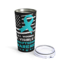 Symbolizing Strength and Sacrifice: Patriotic Military PTSD Awareness Embodied in a 20oz Black Tumbler