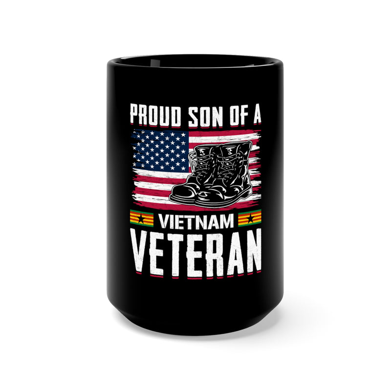 Show Your Pride with the Proud Son Of A Vietnam Veteran 15oz Military Design Black Mug!