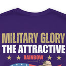 Bold and Patriotic: Military Glory T-Shirt with Striking Rainbow Design