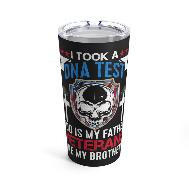 Sacred Bonds - 20oz Military Design Tumbler: 'God as My Father, Veterans as My Brothers' - Black Background