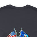 Navigating Strength and Courage: Military T-Shirt with 'New Double Flag Eagle U.S. NAVY' Design