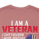 Veteran Pride Military Design T-Shirt with Bold Freedom and Service Statements