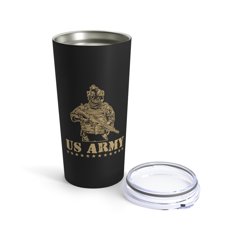 Classic Tribute: 20oz Military Design Tumbler - US Army Emblem on Black Background