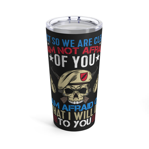 Bold and Fearless: 20oz Black Military Design Tumbler for the Unyielding Veteran