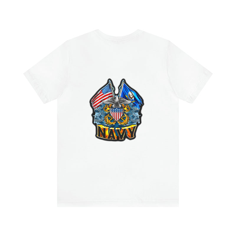 Navigating Strength and Courage: Military T-Shirt with 'New Double Flag Eagle U.S. NAVY' Design