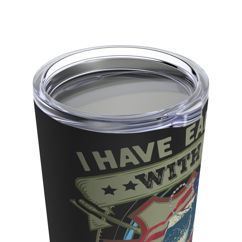 Earned with Blood, Sweat & Tears: The Title of Veteran 20oz Military Design Tumbler - Black Background