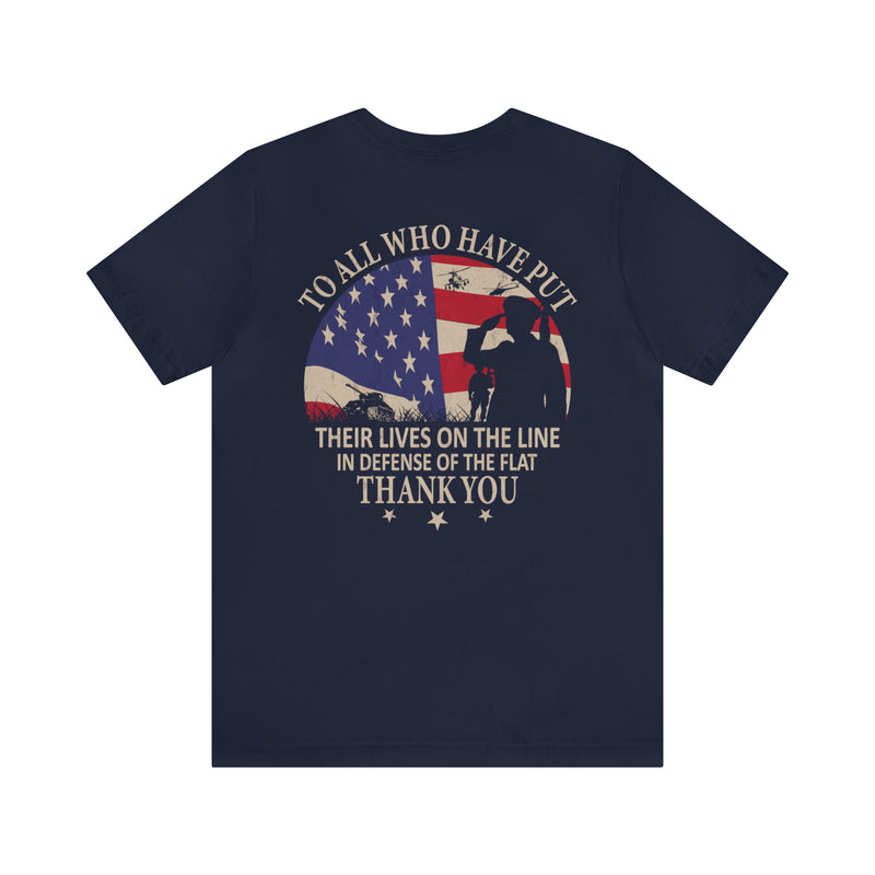 Saluting Sacrifice: Thank You to All Who Defend the Flag Military T-Shirt