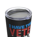 Dual-Titled Powerhouse - 20oz Military Design Tumbler: 'Veteran and Mom, Rocking Both' - Black Background