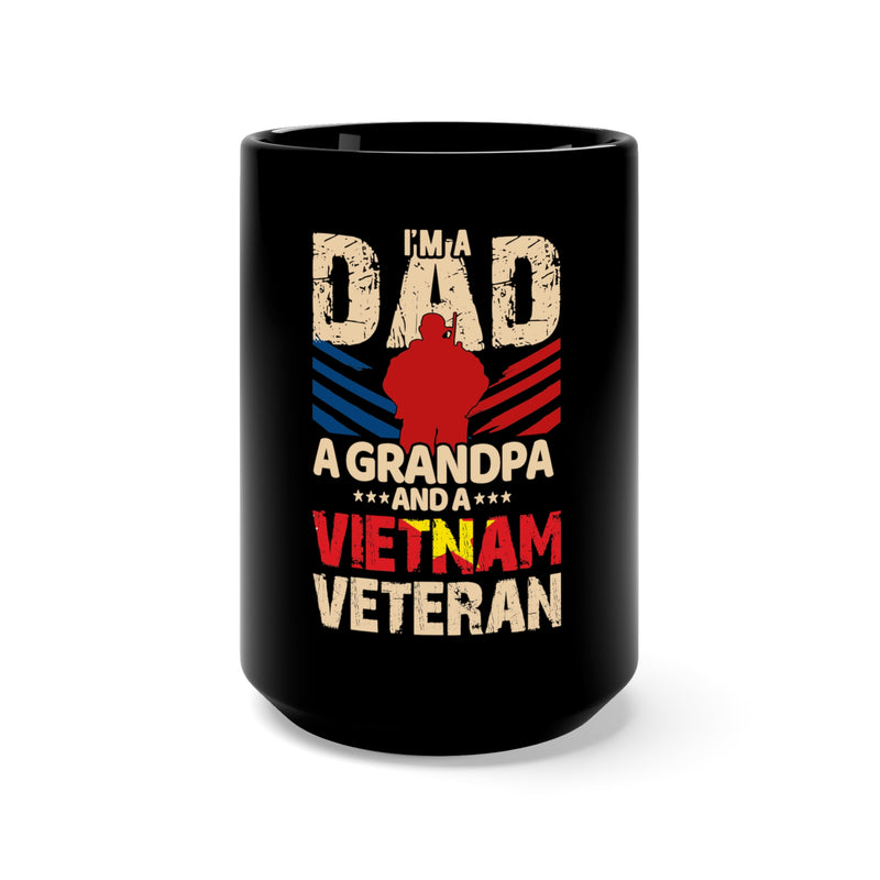 Proud Vietnam Veteran: Dad, Grandpa, and More 15oz Military Design Black Mug - Celebrating a Legacy of Service and Love