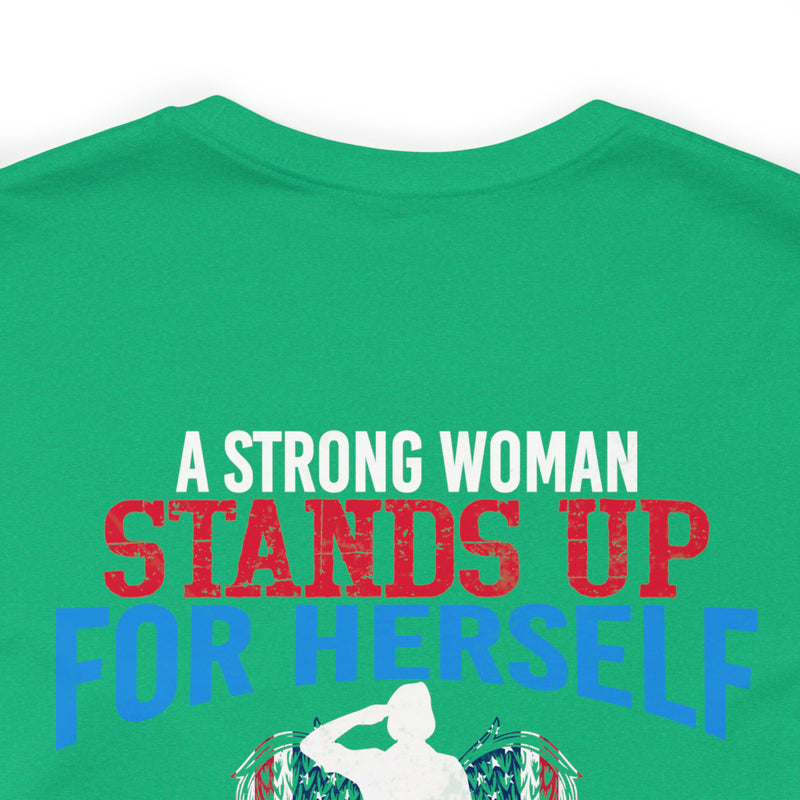 Empowered Service: Military Design T-Shirt - 'A Female Veteran Stands Up for Her Country