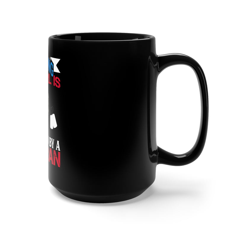 Protected by a Veteran: 15oz Military Design Black Mug - A Fearless Girl with a Heroic Guardian!