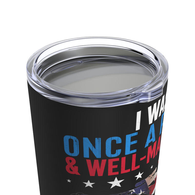 Unleashed Warrior - 20oz Military Design Tumbler: 'From Polite Young Lady to Veteran' - Black Background