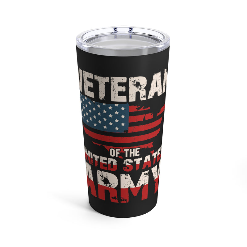 United States Army Veteran 20oz Military Design Tumbler - Black Background