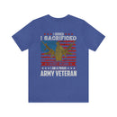 Proud Army Veteran Military Design T-Shirt - 'I Served, I Sacrificed, I Regret Nothing'