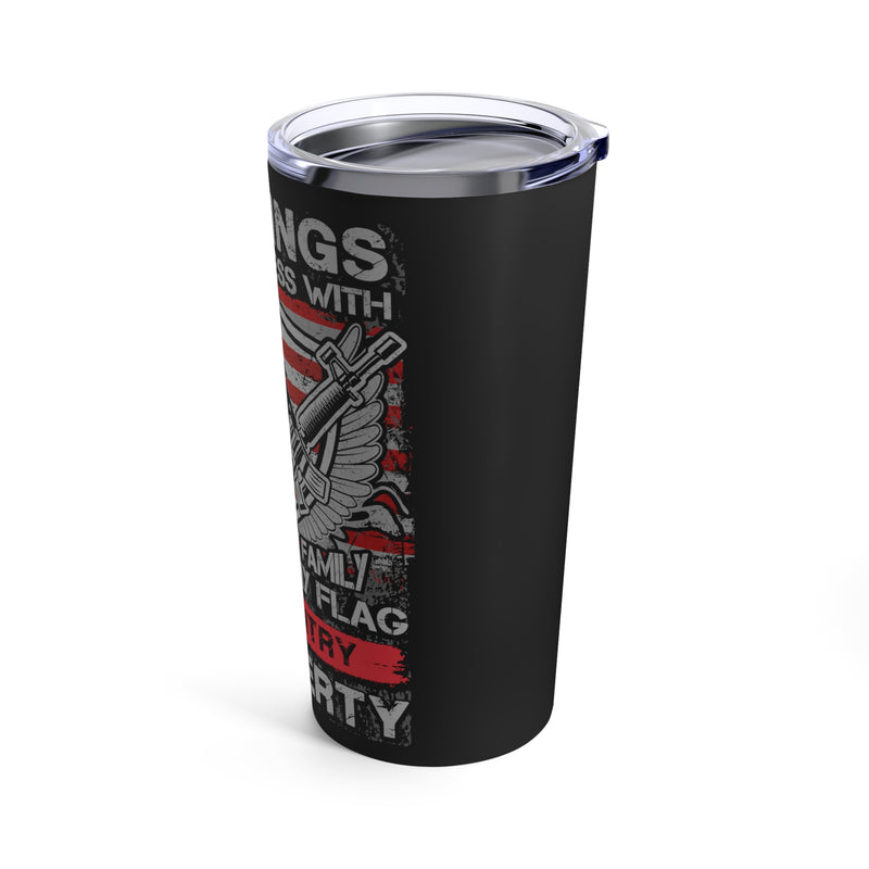 Uncompromising Values: 20oz Military Design Tumbler, Celebrating Faith, Family, Guns, Flag, Country, and Liberty