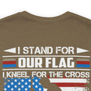 Patriotic Faith: Military Design T-Shirt - 'I Stand for Our Flag, I Kneel for the Cross - Proud Veteran, Blessed Christian'
