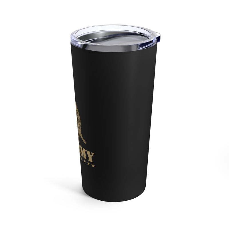 Classic Tribute: 20oz Military Design Tumbler - US Army Emblem on Black Background