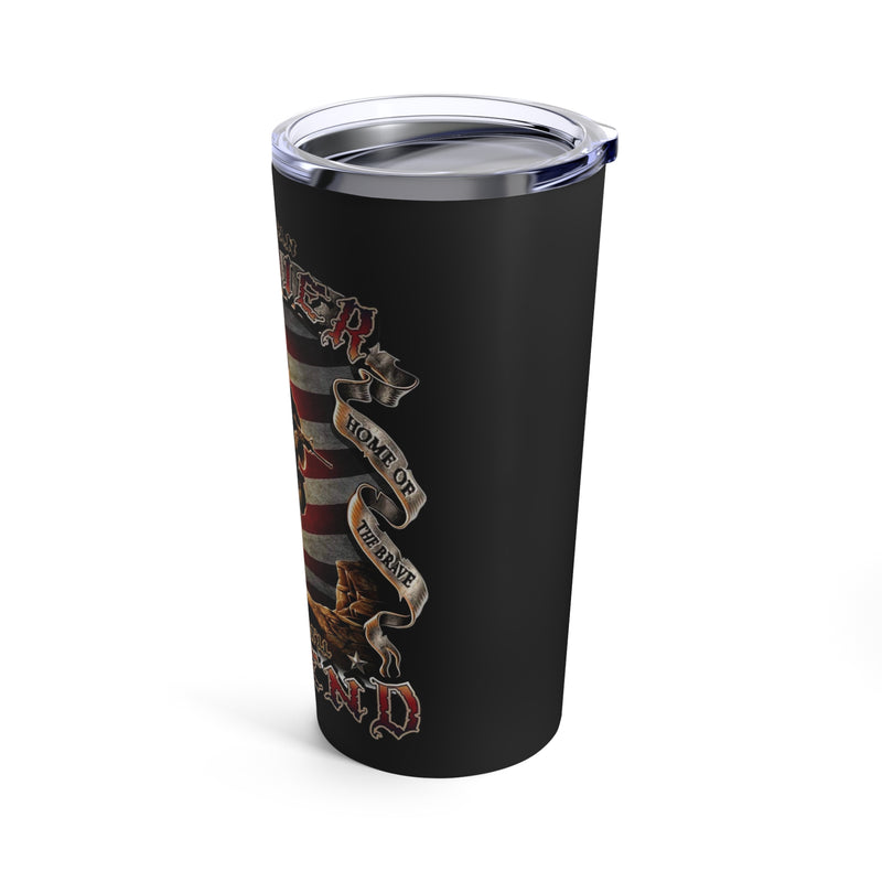 Defending Freedom: 20oz Black Tumbler with Military Design - 'American Soldier Land Of The Free