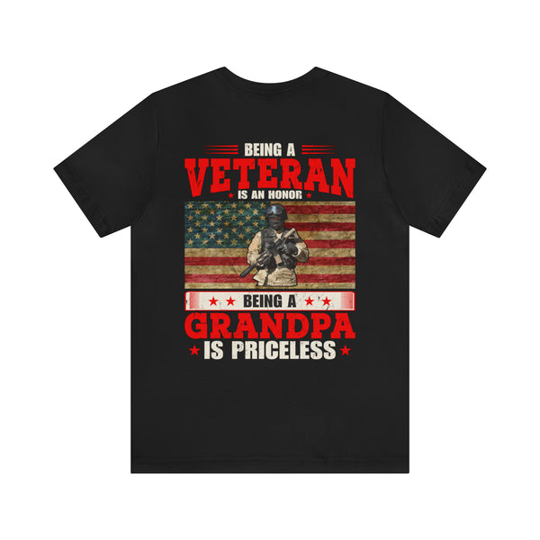 Proud Veteran, Priceless Grandpa: Military Design T-Shirt Celebrating Family and Service