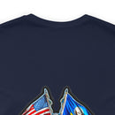 Navigating Strength and Courage: Military T-Shirt with 'New Double Flag Eagle U.S. NAVY' Design