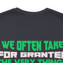 Gratitude Reminder: Military Design T-Shirt Honoring the Things We Often Take for Granted