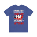 Unyielding Valor: U.S. Veteran Military Design T-Shirt - Never Underestimate an Old Man Who Defended Your Country