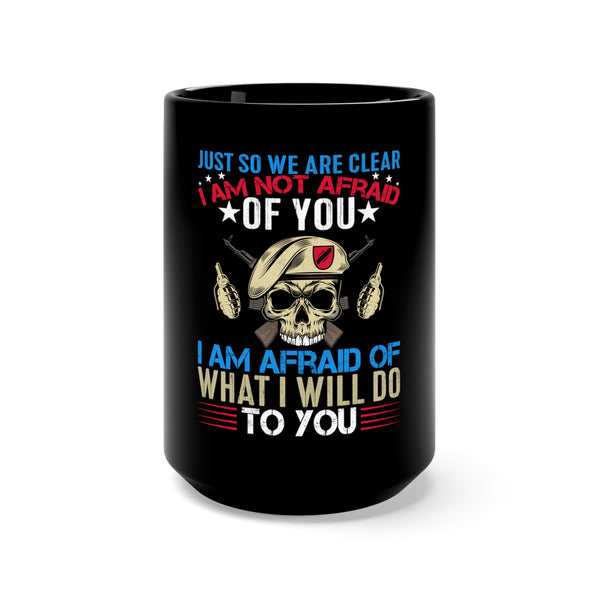 Fearless Resolve: 15oz Black Military Design Mug - Unwavering Courage in the Face of Adversity