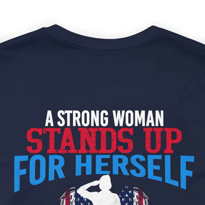 Empowered Service: Military Design T-Shirt - 'A Female Veteran Stands Up for Her Country