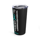 Strength and Resilience: 20oz Tumbler with Black Background, 'PTSD Warrior' Text, US Flag, and Teal Ribbon