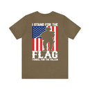Patriotic Tribute: 'I Stand for the Flag, I Kneel for the Fallen' Military Design T-Shirt