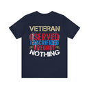 Unyielding Dedication: Veteran I Served, I Sacrificed, I Regret Nothing Military Design T-Shirt