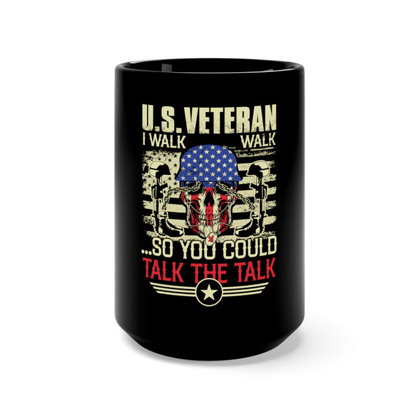 Walk the Walk, Talk the Talk: 15oz Military Design Black Mug - U.S. Veteran's Legacy