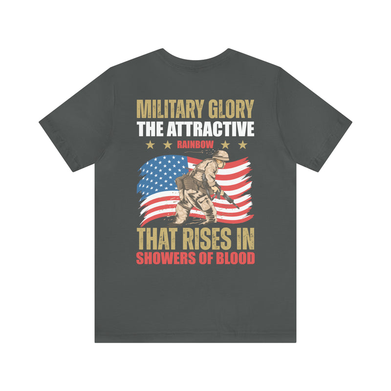 Bold and Patriotic: Military Glory T-Shirt with Striking Rainbow Design